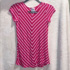 Women’s Striped Pink & White Short Sleeve T-Shirt